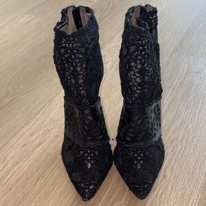 Valentino Black Lace Heeled Boots